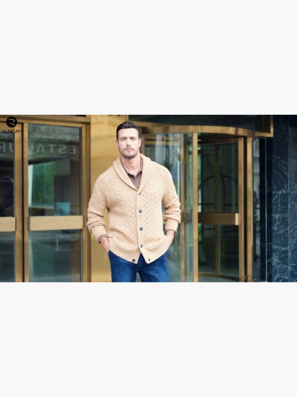 Shawl Collar Cardigan Sweater Cable Knit Chunky Fall Winter Outwear - Picture 7 of 7